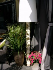 Greenscape Design birch lamp grass planter florals exterior patio Brown's Restaurant