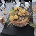 Greenscape Design White Birch and Spring Floral Head Table Centrepiece with Birch Candleholders