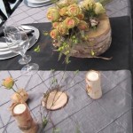 Greenscape Design White Birch and Spring Floral Head Table Setting with Birch Candleholders