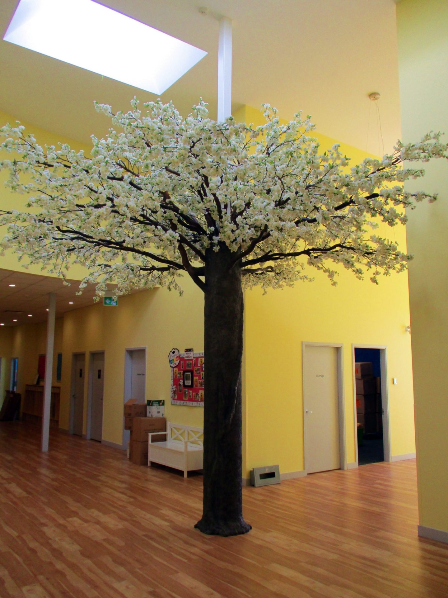 Cherry Blossom Tree Pillar Surround // Commercial Child Care Facility